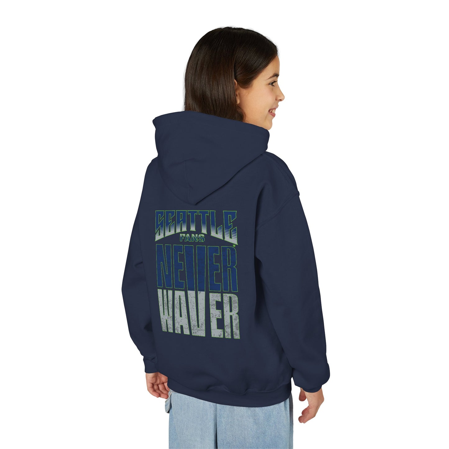 Seattle Fans Never Waver Youth Heavy Blend Hooded Sweatshirt