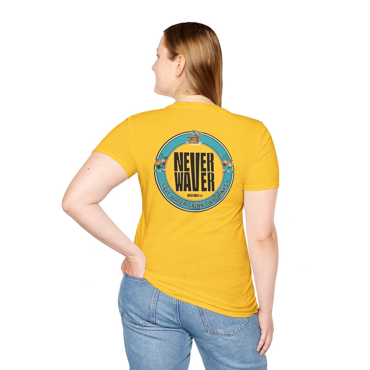 Never Waver Save Water Drink Tiki Drinks Unisex Soft style T-Shirt