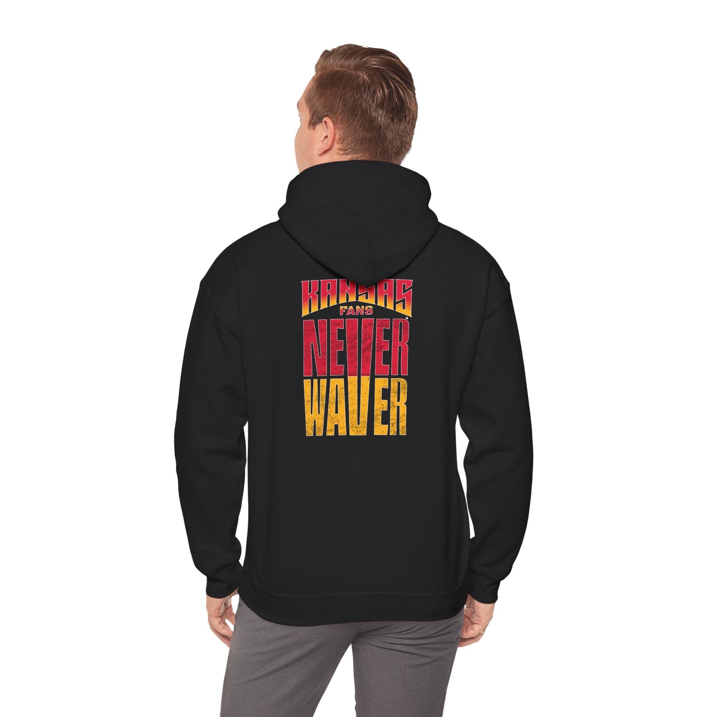 Kansas Fans Never Waver Unisex Heavy Blend™ Hooded Sweatshirt