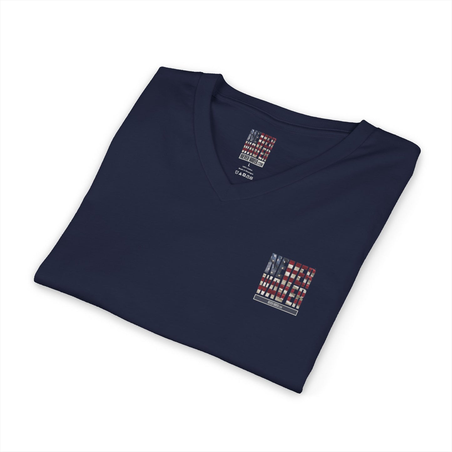 'America Never Wavers' Patriotic Shirt Unisex V-Neck Tee