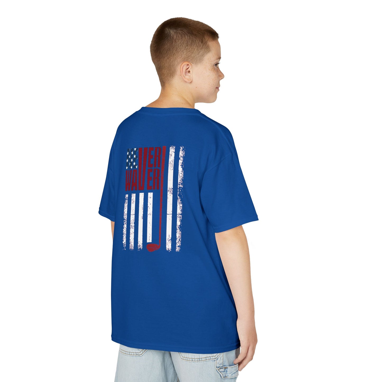 Never Waver American Flag with Golf Club Kids Golf Tee