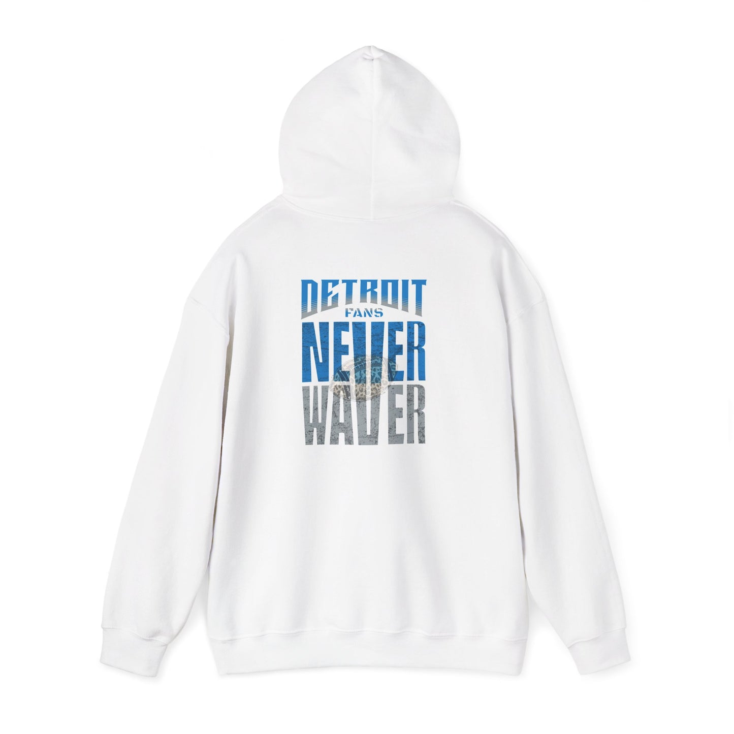 "Detroit Fans NEVER WAVER w Leopard Football" Inspirational Wear Unisex Heavy Blend™ Hooded Sweatshirt