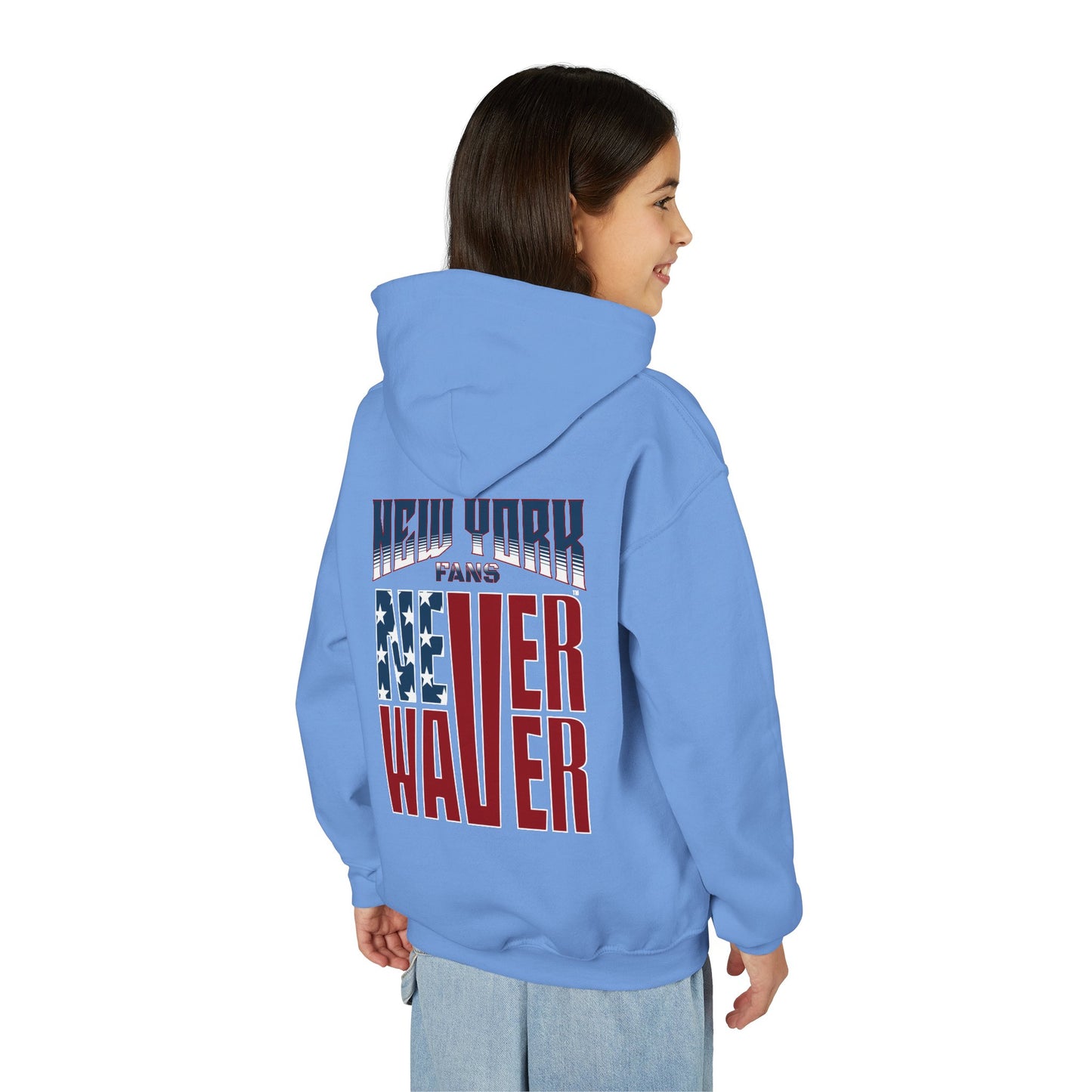 New York Fans Never Waver Youth Heavy Blend Hooded Sweatshirt