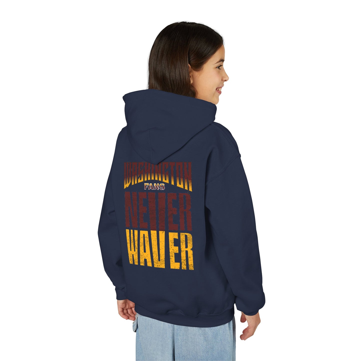 Washington Fans Never Waver Youth Heavy Blend Hooded Sweatshirt