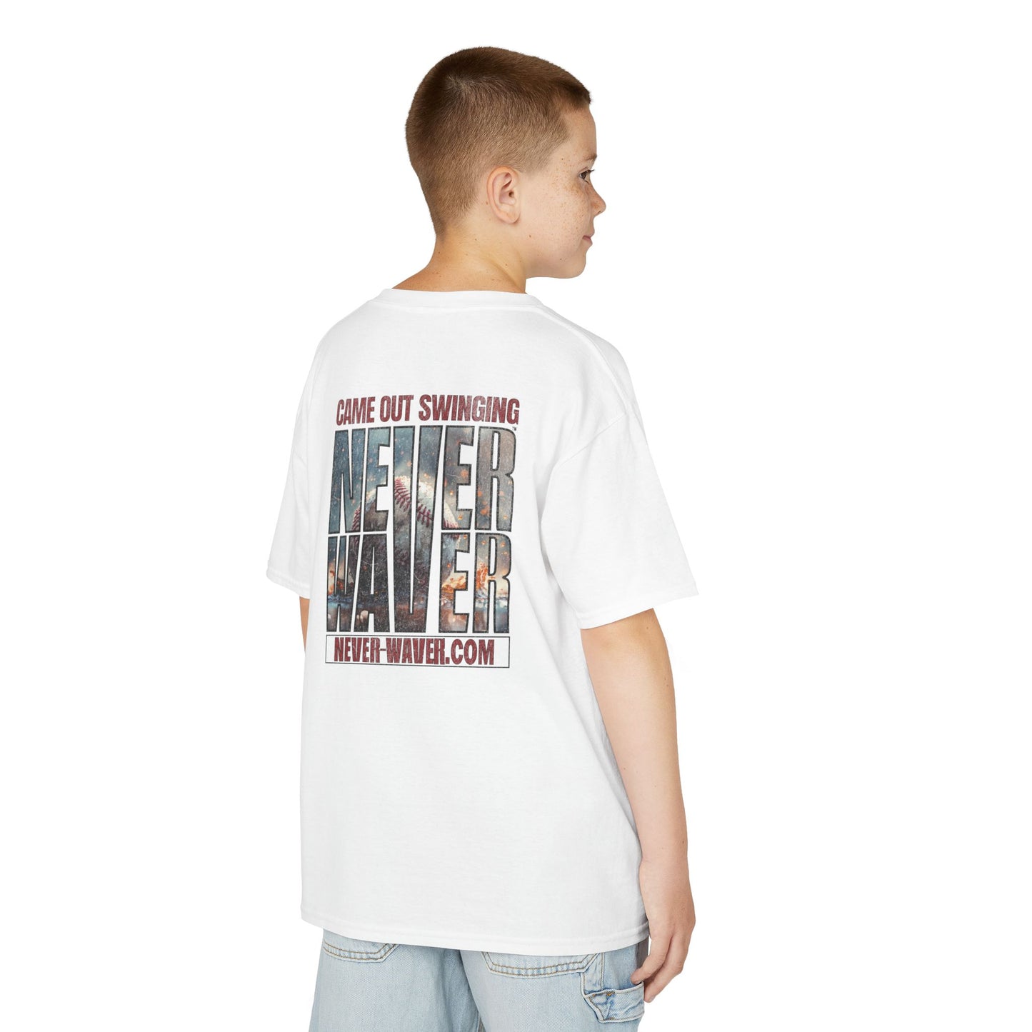 Kids T-Shirt - "Came Out Swinging" Never Waver Graphic Tee (Youth)
