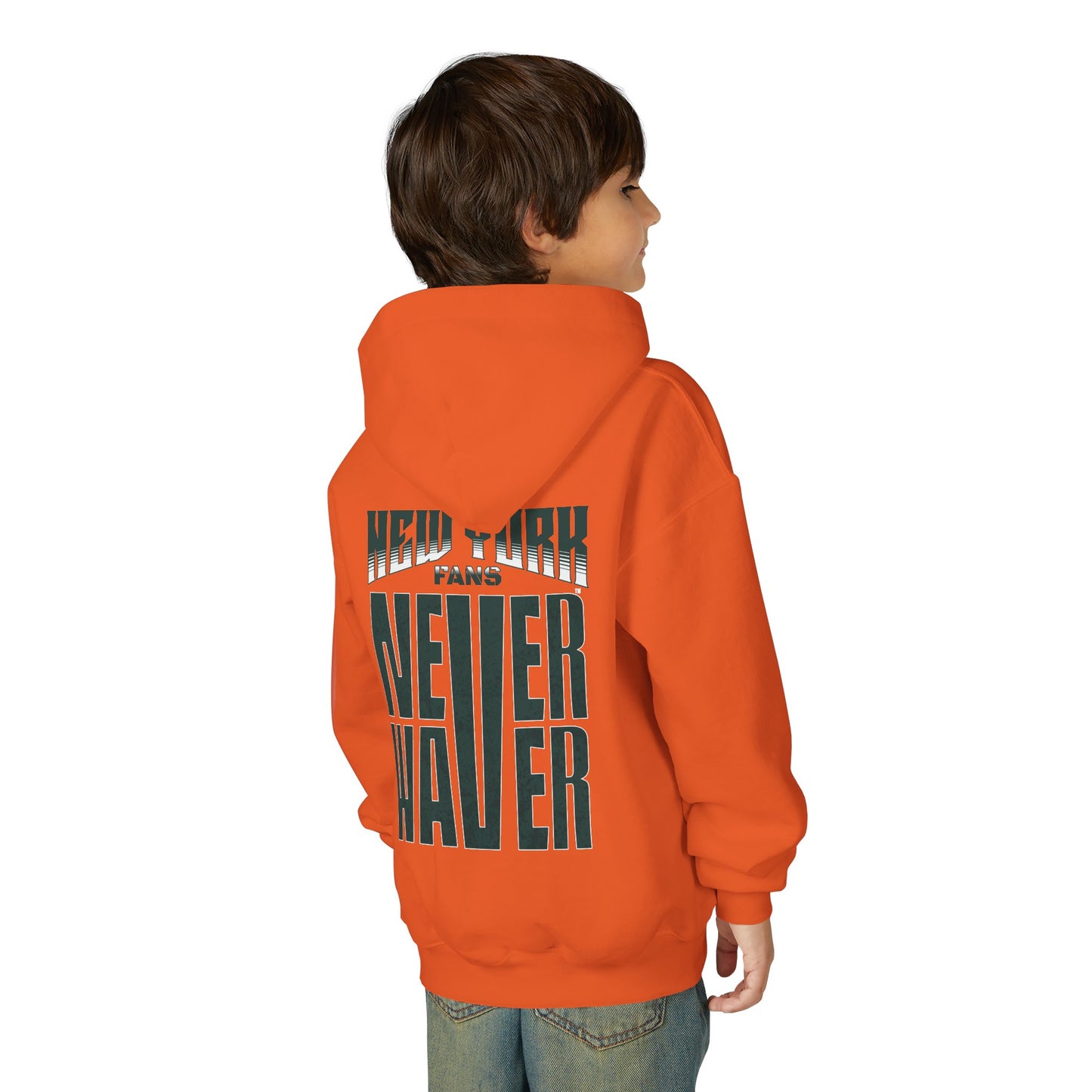 New York Fans Never Waver Youth Heavy Blend Hooded Sweatshirt
