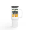 Green Bay Fans Never Waver with leopard football Insulated Travel Mug, 40oz