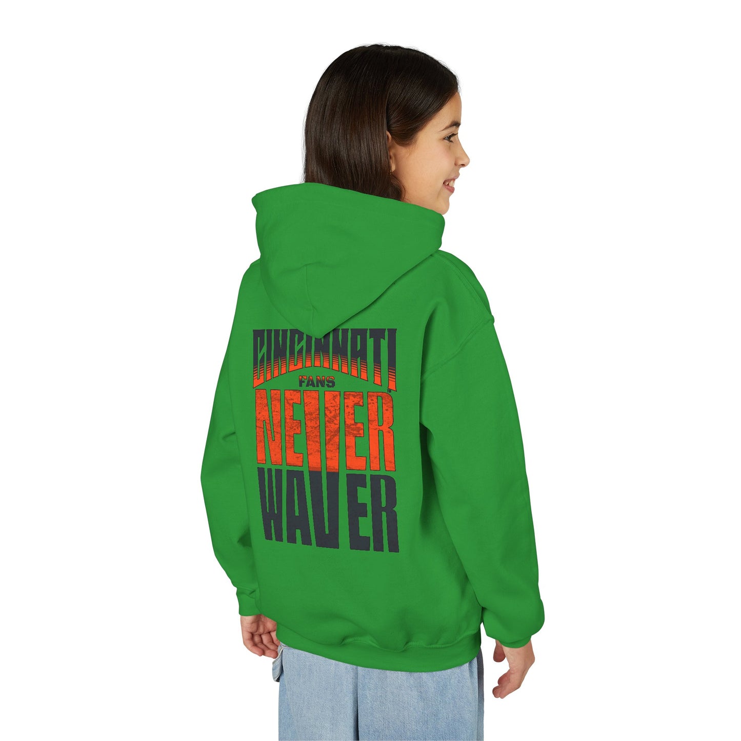 Cincinnati Fans Never Waver Youth Heavy Blend Hooded Sweatshirt