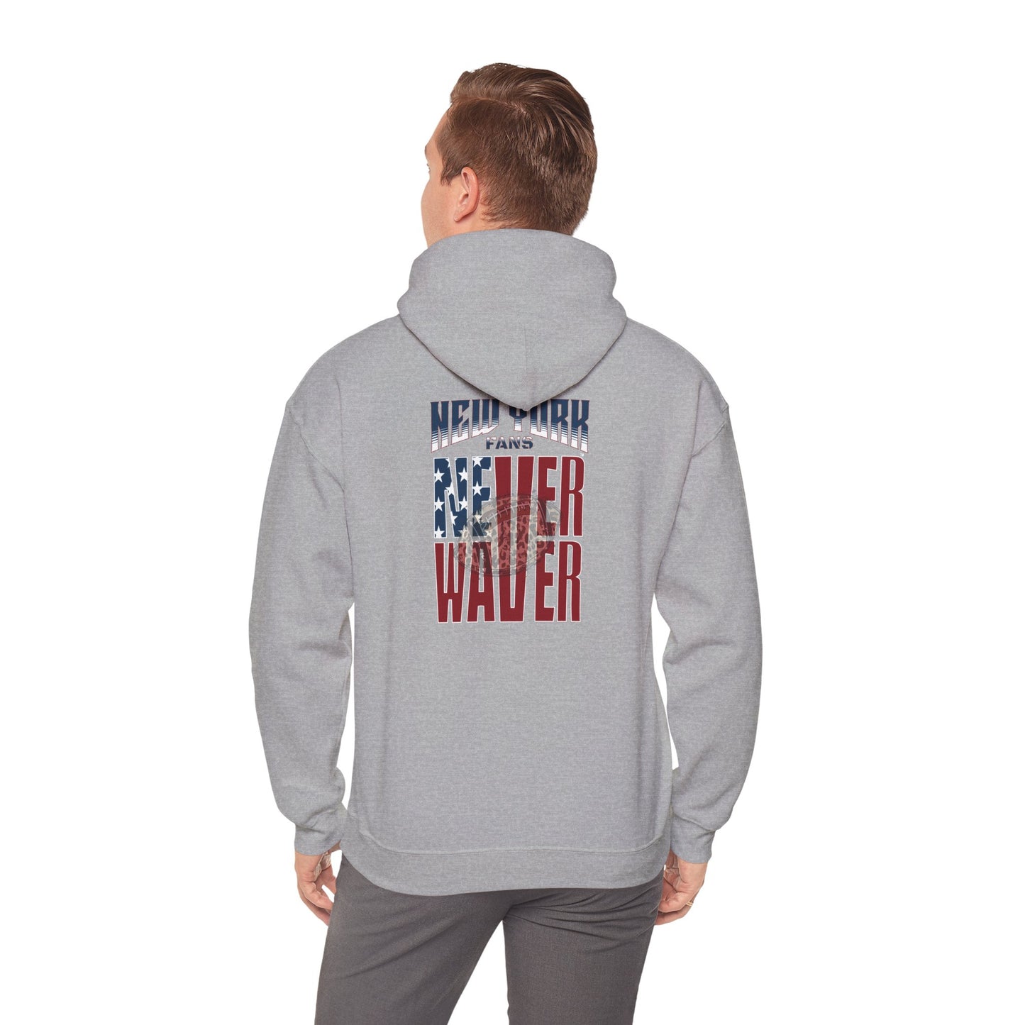 'New York Fans Never Waver W Leopard Football' American Pride Design Unisex Heavy Blend™ Hooded Sweatshirt