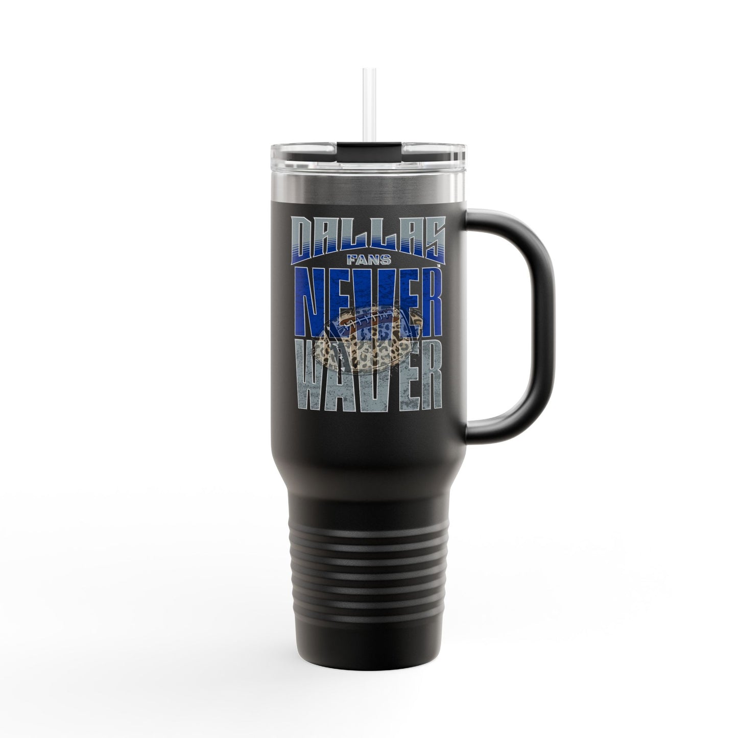 Dallas Fans Never Waver W-Leopard Football Insulated Travel Mug, 40oz