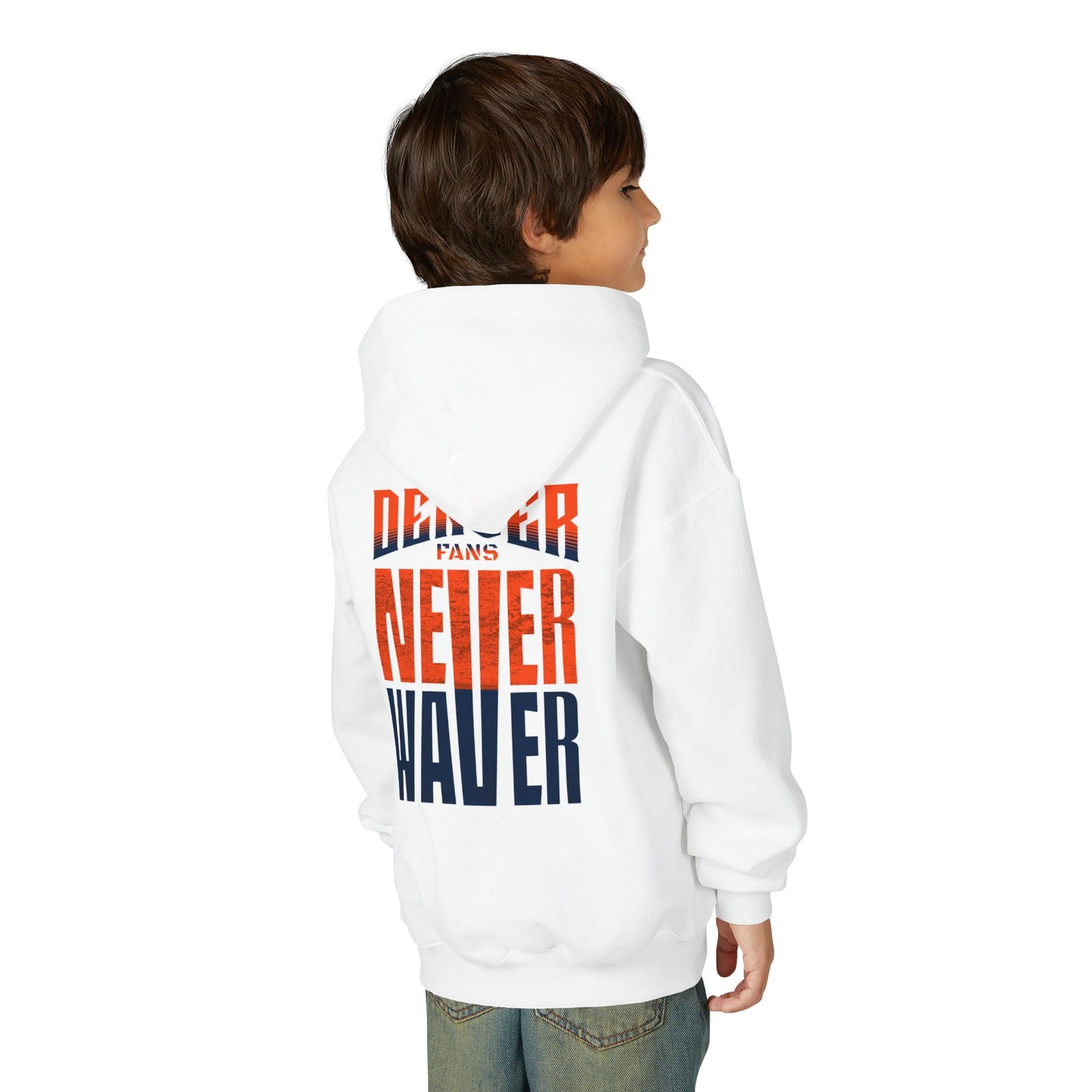 Denver Fans Never Waver Youth Heavy Blend Hoodie Sweatshirt
