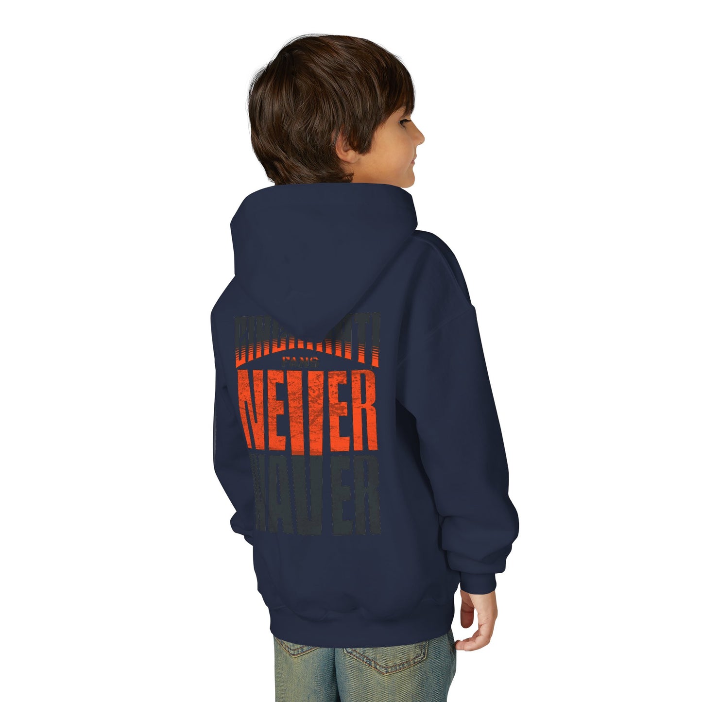 Cincinnati Fans Never Waver Youth Heavy Blend Hooded Sweatshirt