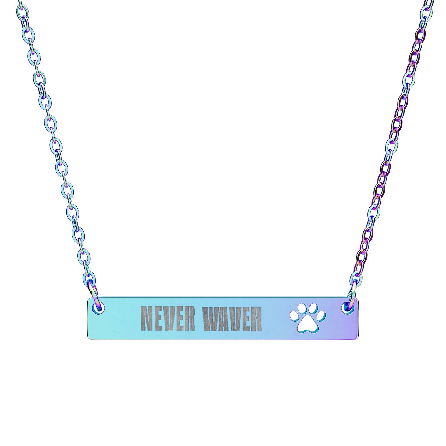 Never Waver  Paw Cutout Bar Necklace