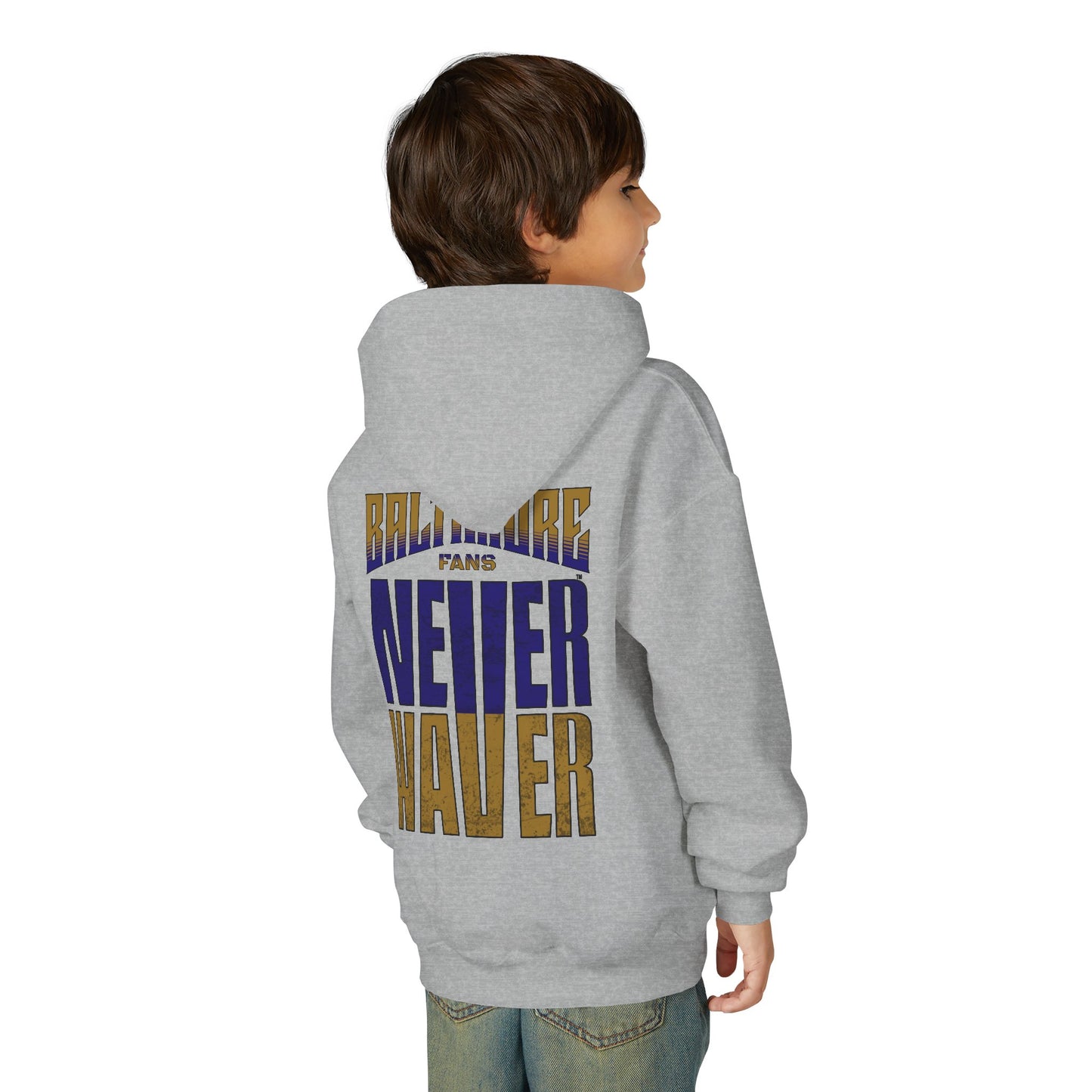 Baltimore Fans Never Waver Youth Heavy Blend Hooded Sweatshirt