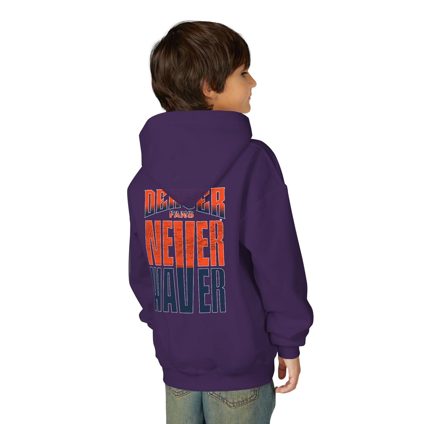 Denver Fans Never Waver Youth Heavy Blend Hoodie Sweatshirt