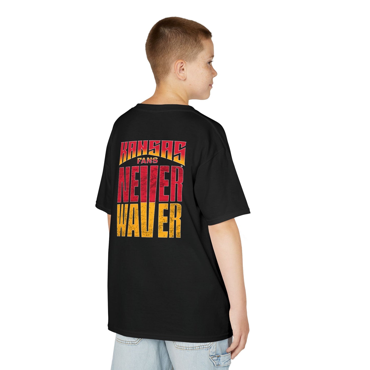 Kansas Fans Never Waver Kids Heavy Cotton™ Tee