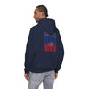 Buffalo Fans Never Waver w Leopard Football Design Unisex Heavy Blend™ Hooded Sweatshirt