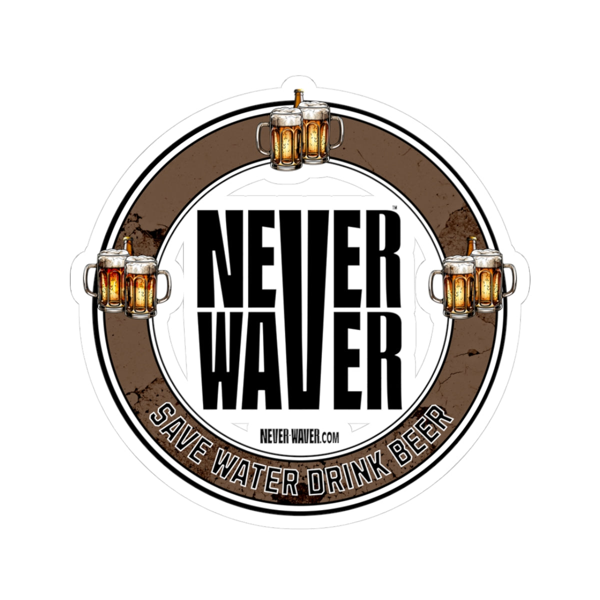 Never Waver Save Water Drink Beer Kiss-Cut Stickers - Fun and Quirky Drink Decor
