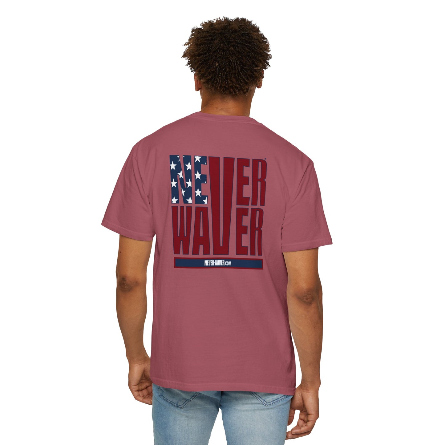 'Never Waver' Design Patriotic Unisex Garment-Dyed T-Shirt