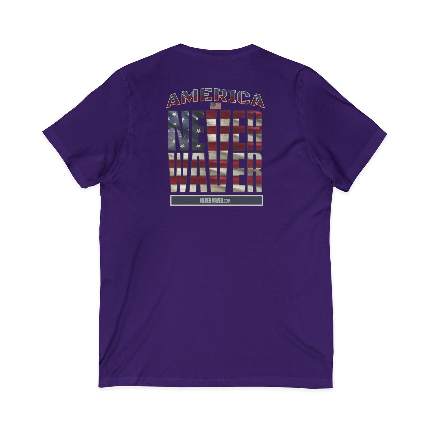 'America Never Wavers' Patriotic Shirt Unisex V-Neck Tee
