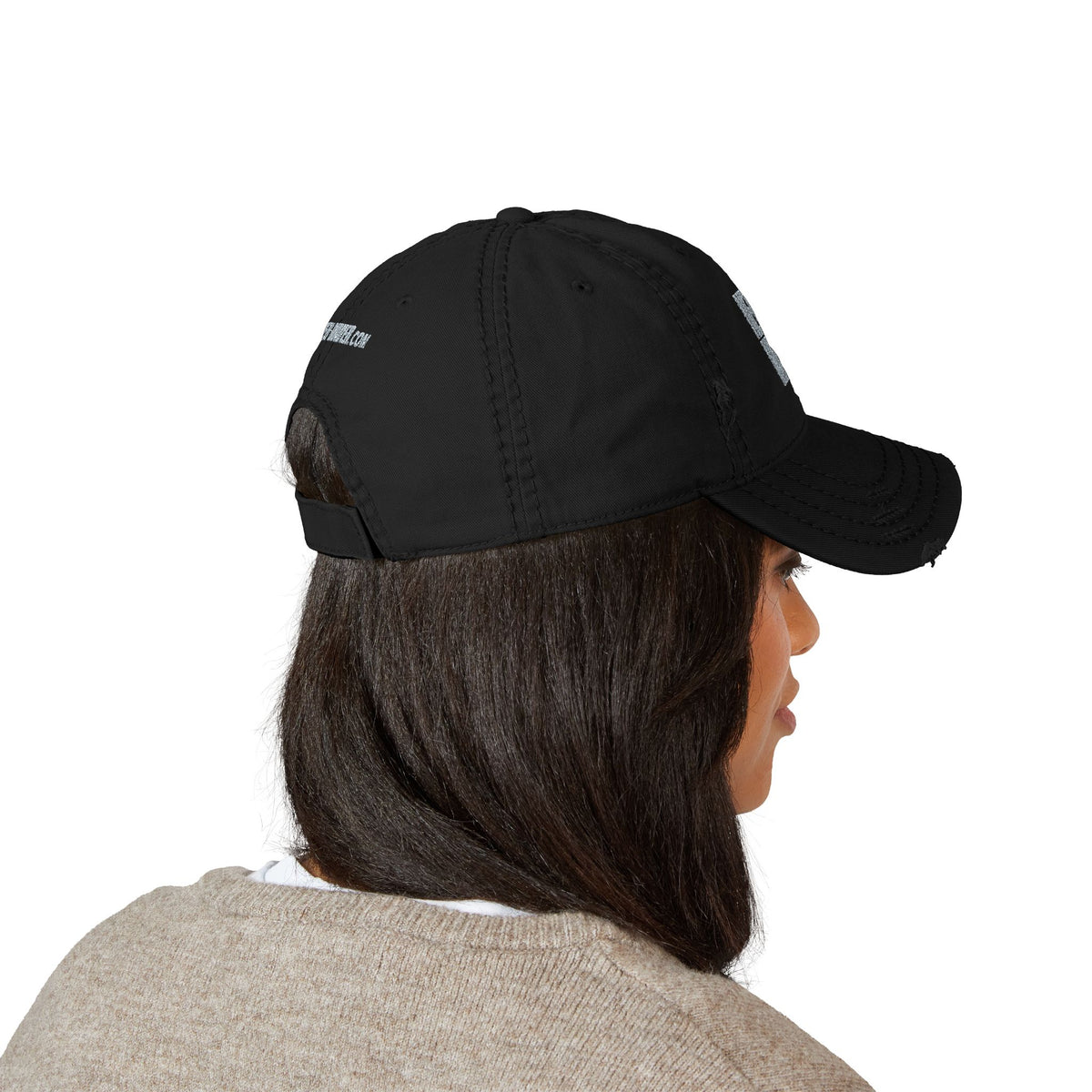 Distressed Dad Hat with 'Never Waver' Embroidery - Casual Style for Everyday Adventures by Printify