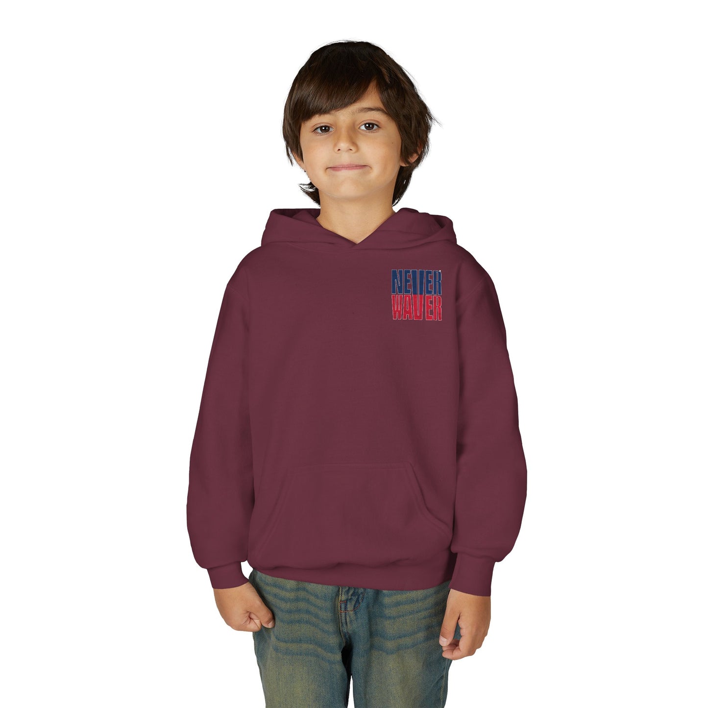 New England Fans Never Waver Youth Heavy Blend Hooded Sweatshirt