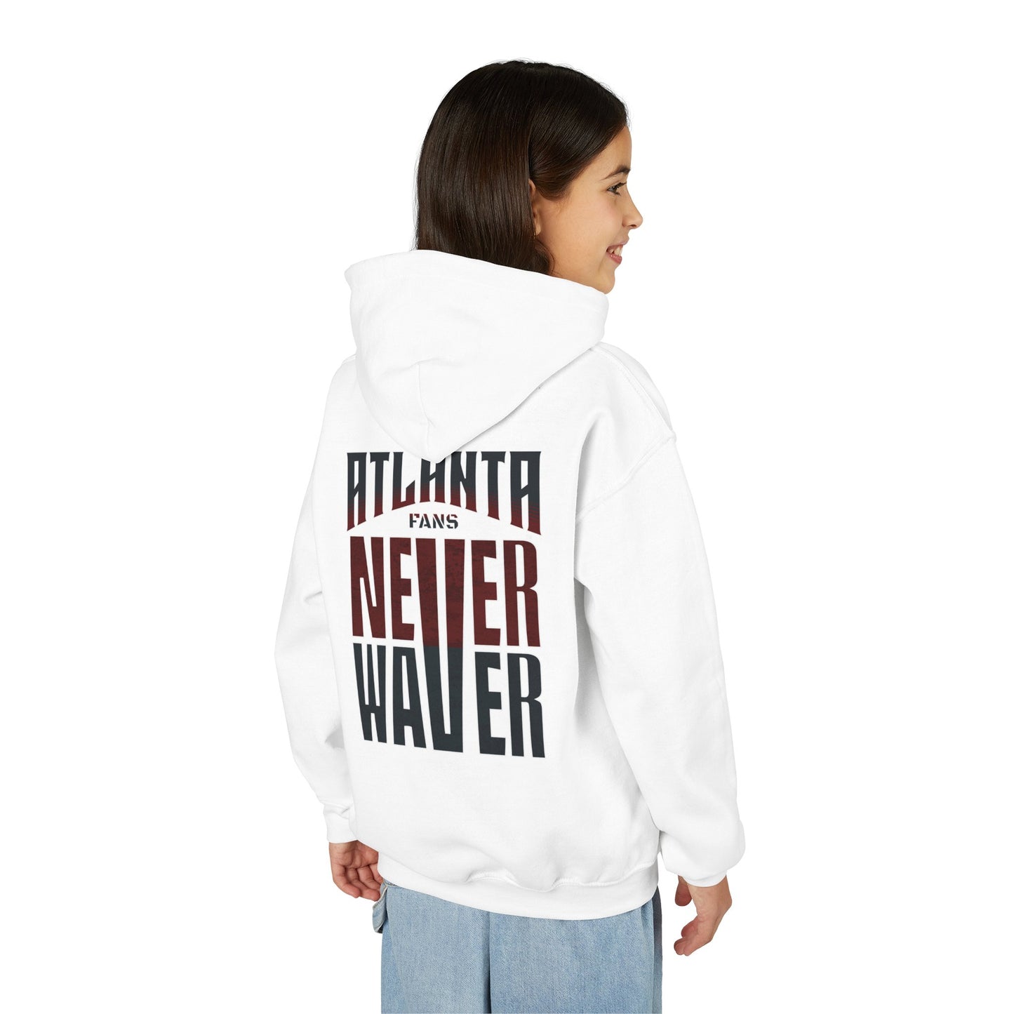 Atlanta Fans Never Waver Youth Heavy Blend Hooded Sweatshirt