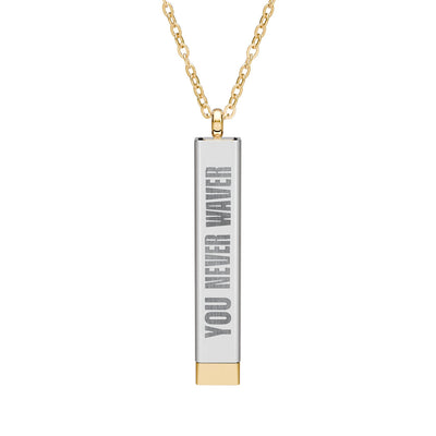 Hidden Message Sliding Bar Necklace — Engraveable Secret-Message Pendant ("You Never Waver / Custom Inside)