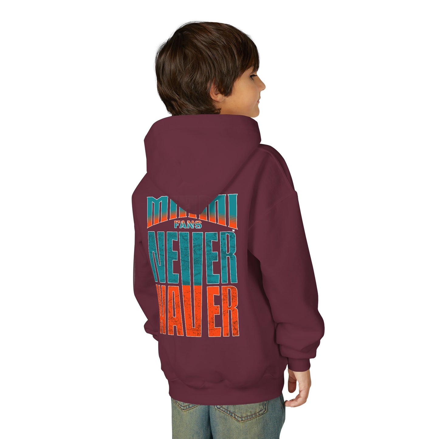 Miami Fans Never Waver Youth Heavy Blend Hooded Sweatshirt