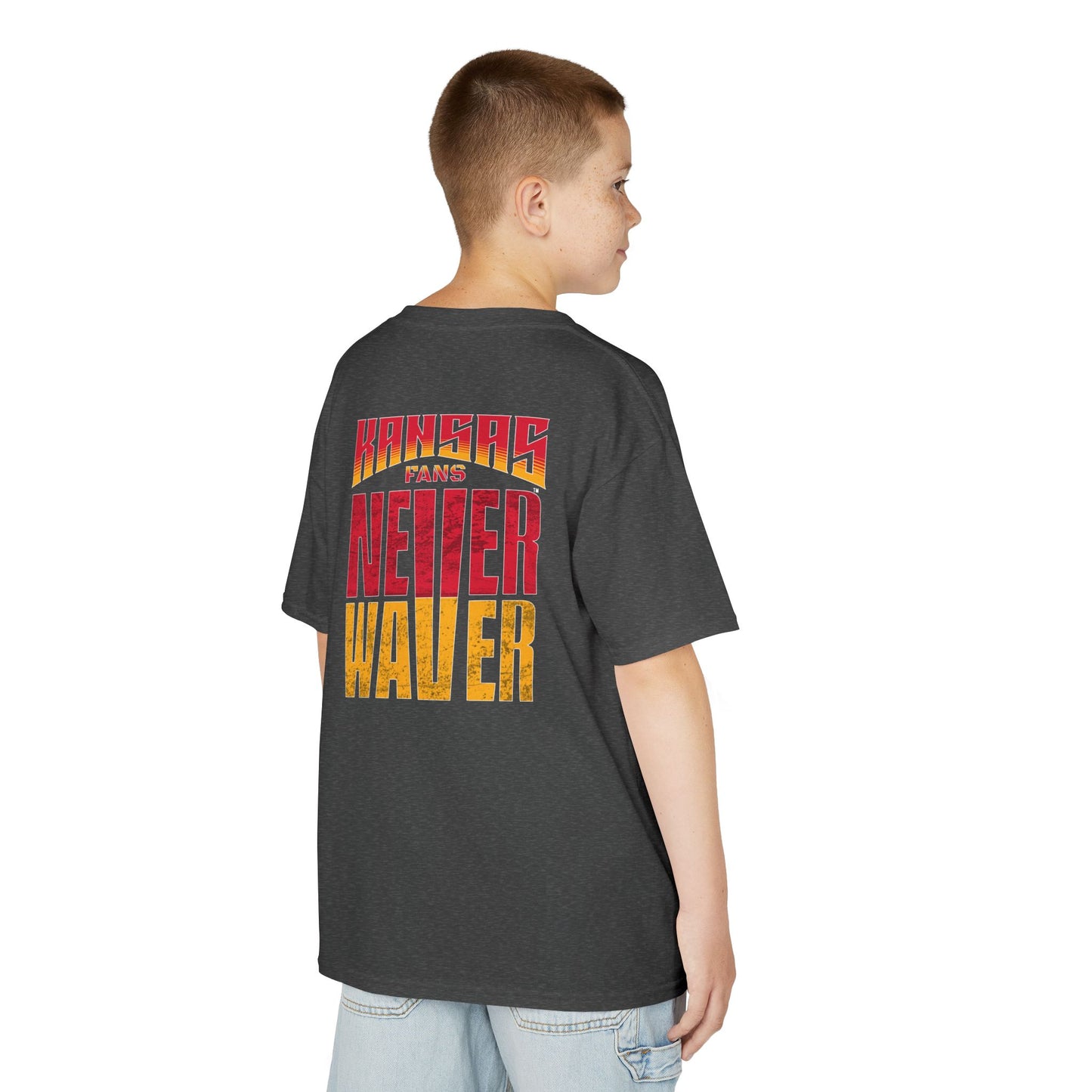 Kansas Fans Never Waver Kids Heavy Cotton™ Tee