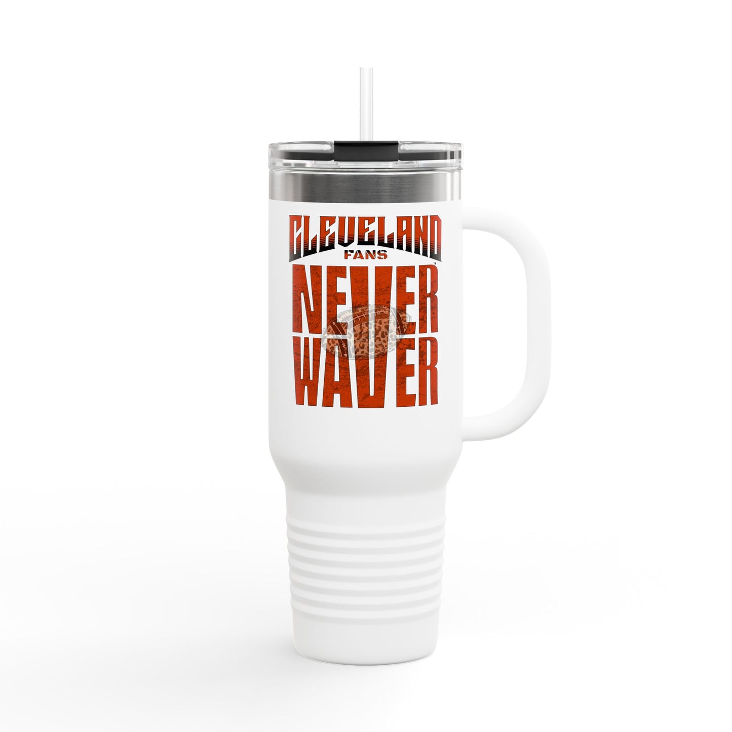 Cleveland Fans Never Waver W-Leopard Football Insulated Travel Mug, 40oz