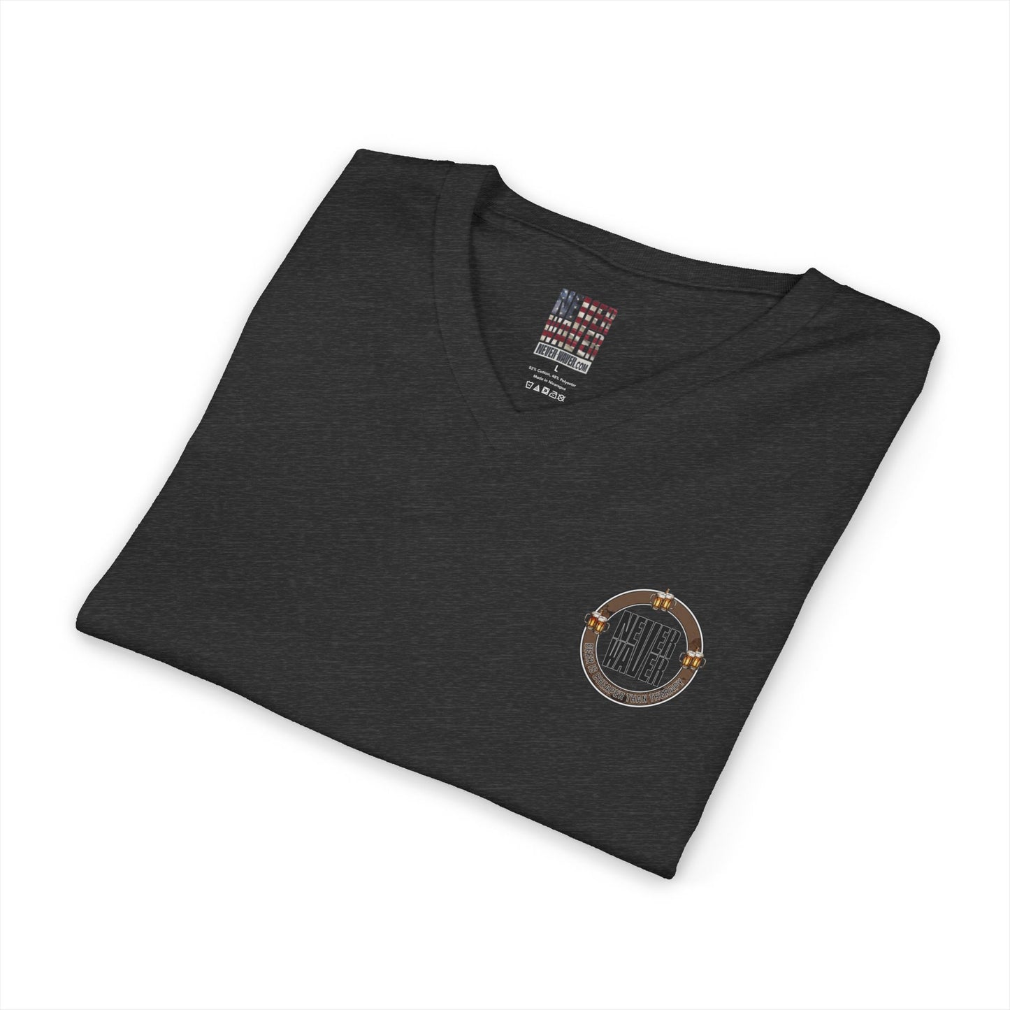 Never Waver Beer Is cheaper Than Therapy Unisex V-Neck Tee - Motivational Graphic Shirt