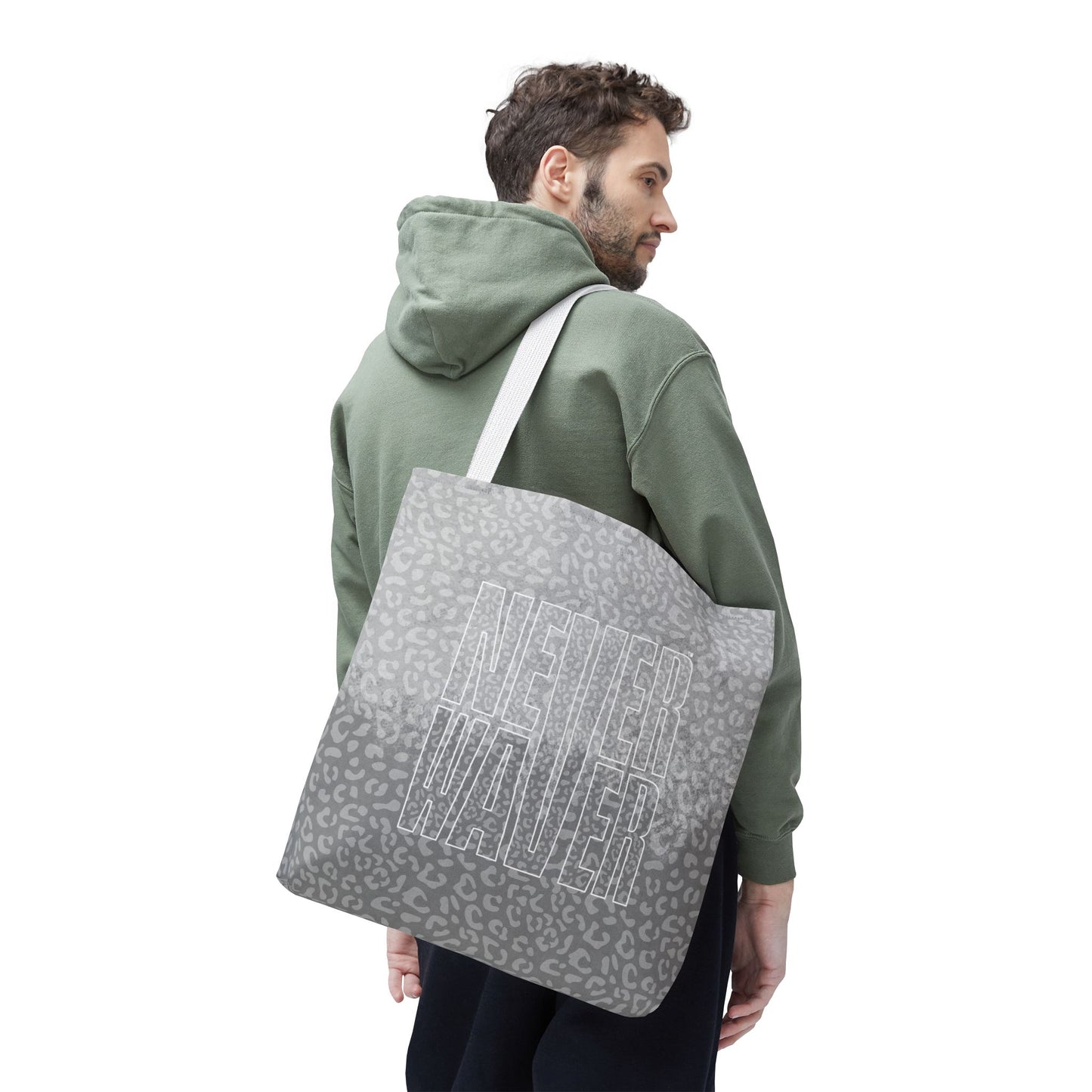 Never Waver Mamma Gray Leopard Tote Bag (AOP)