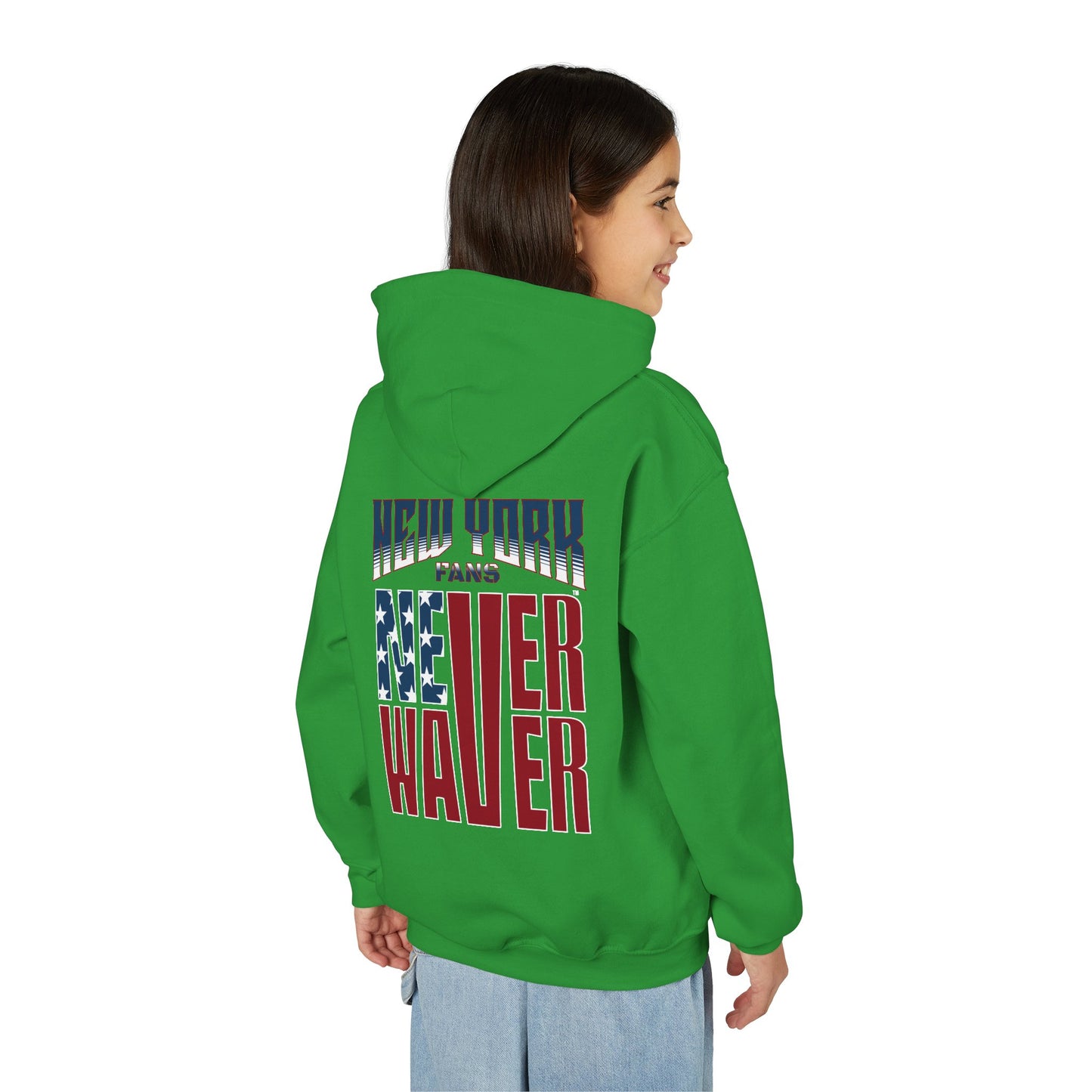 New York Fans Never Waver Youth Heavy Blend Hooded Sweatshirt