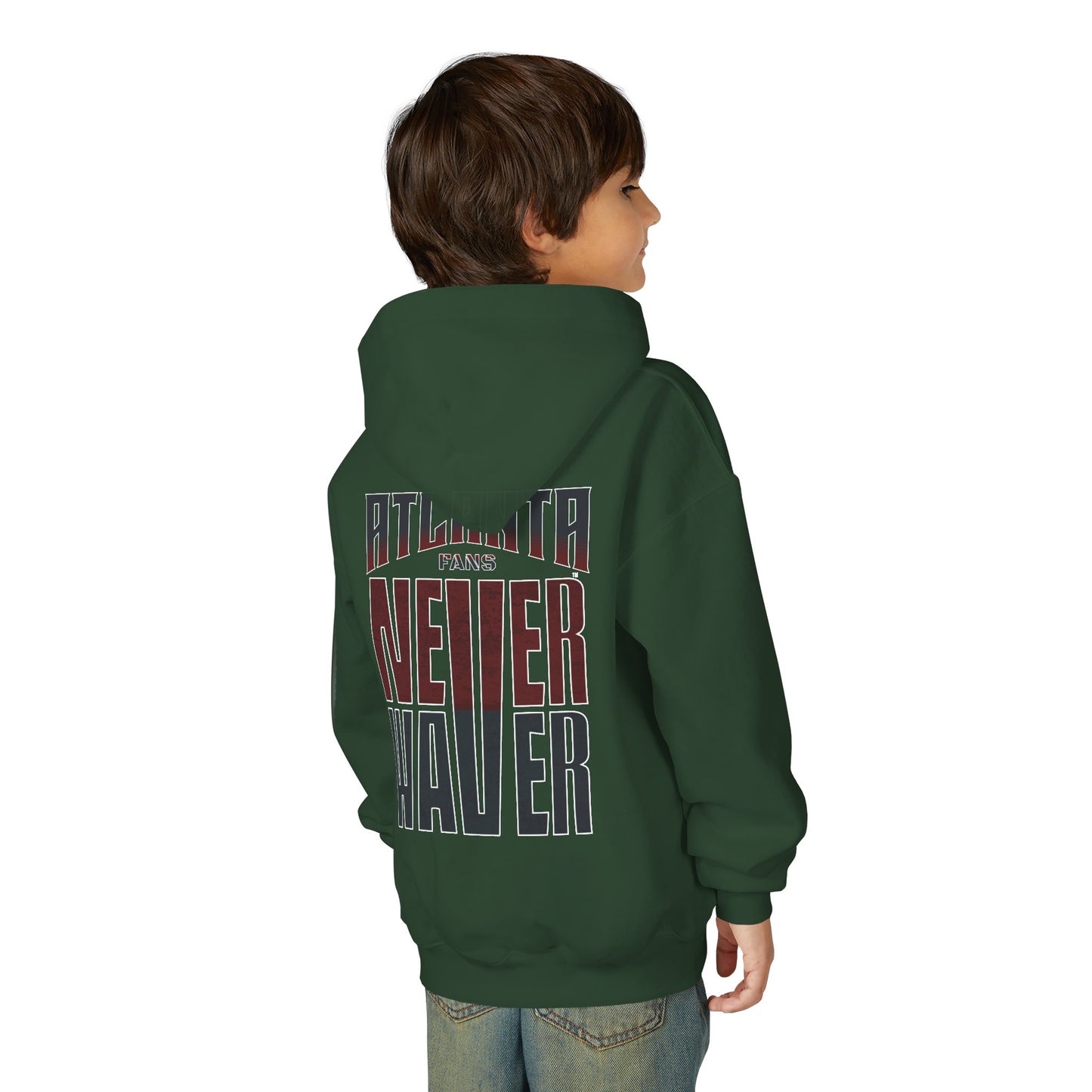 Atlanta Fans Never Waver Youth Heavy Blend Hooded Sweatshirt