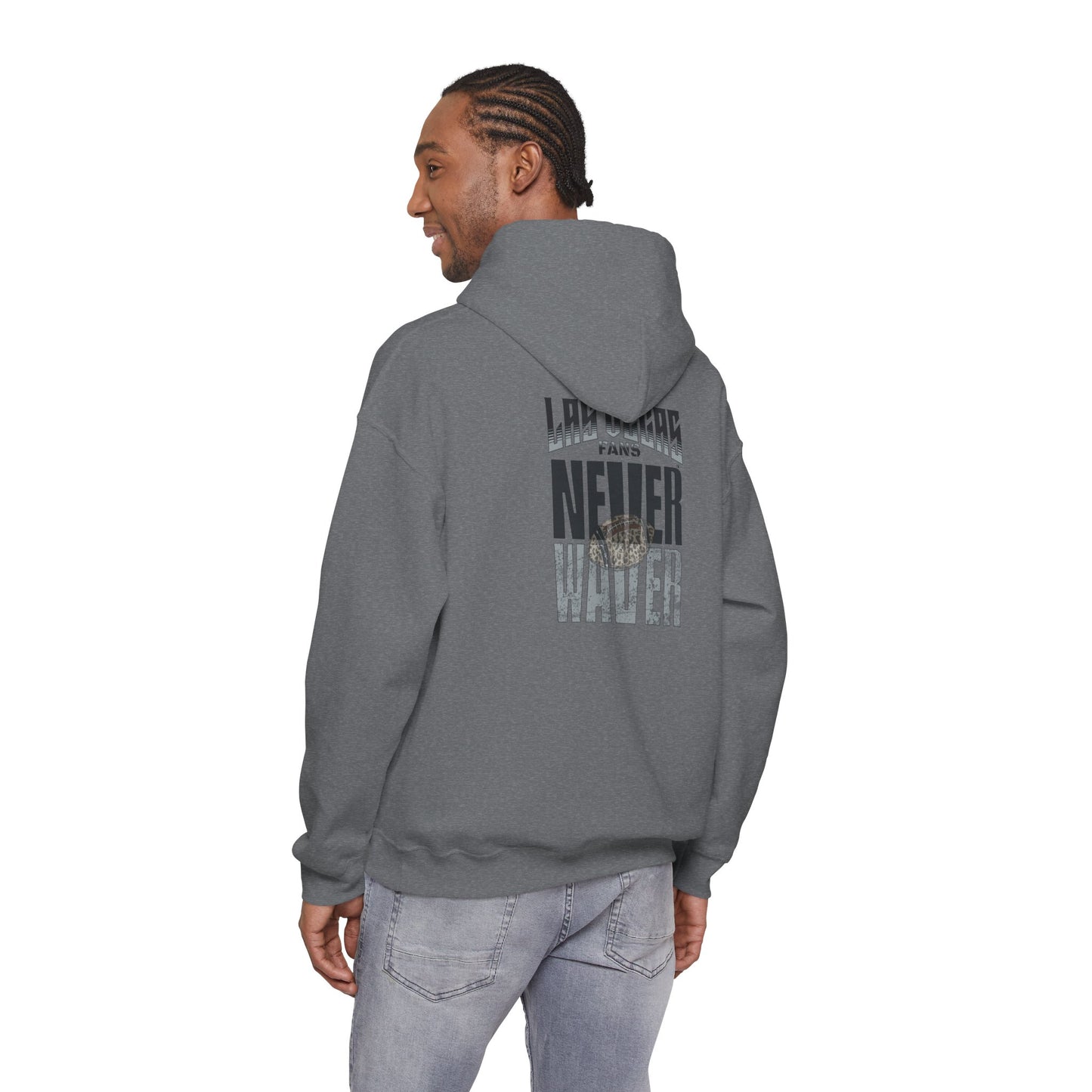 Las Vegas Fans Never Waver w Leopard Football Unisex Heavy Blend™ Hooded Sweatshirt - Cozy Oversized Style for Fans