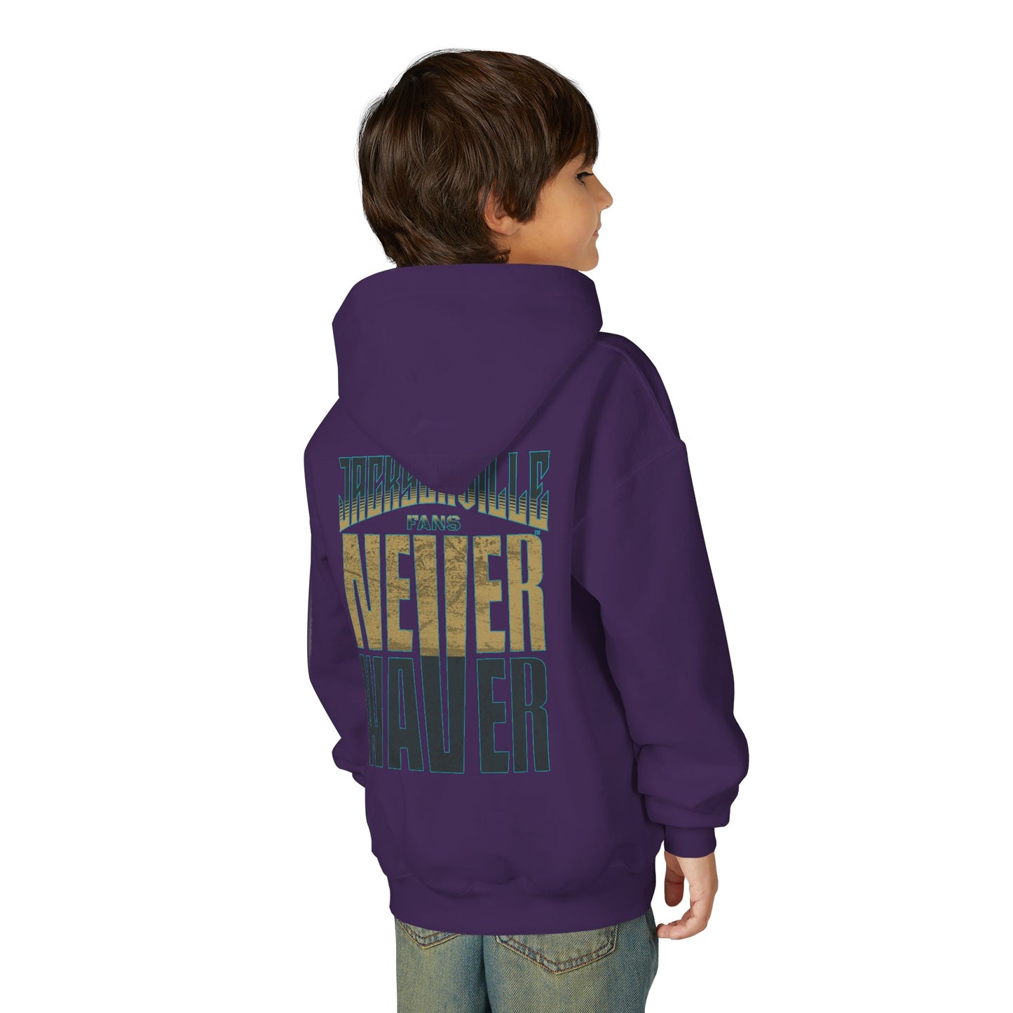 Jacksonville Fans Never Waver Youth Heavy Blend Hooded Sweatshirt