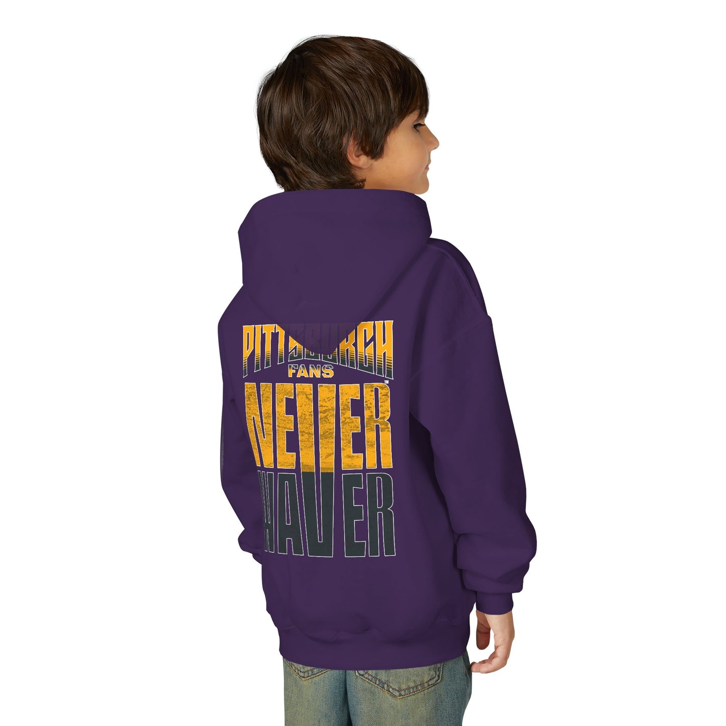 Pittsburgh Fans Never Waver Youth Heavy Blend Hooded Sweatshirt