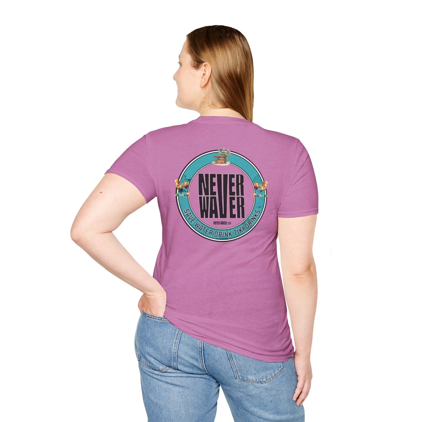 Never Waver Save Water Drink Tiki Drinks Unisex Soft style T-Shirt