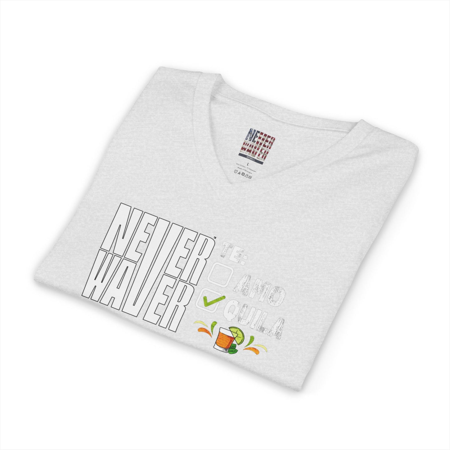Never Waver TE: [] TEAMO [X} Tequila T-Shirt Unisex V-Neck Tee