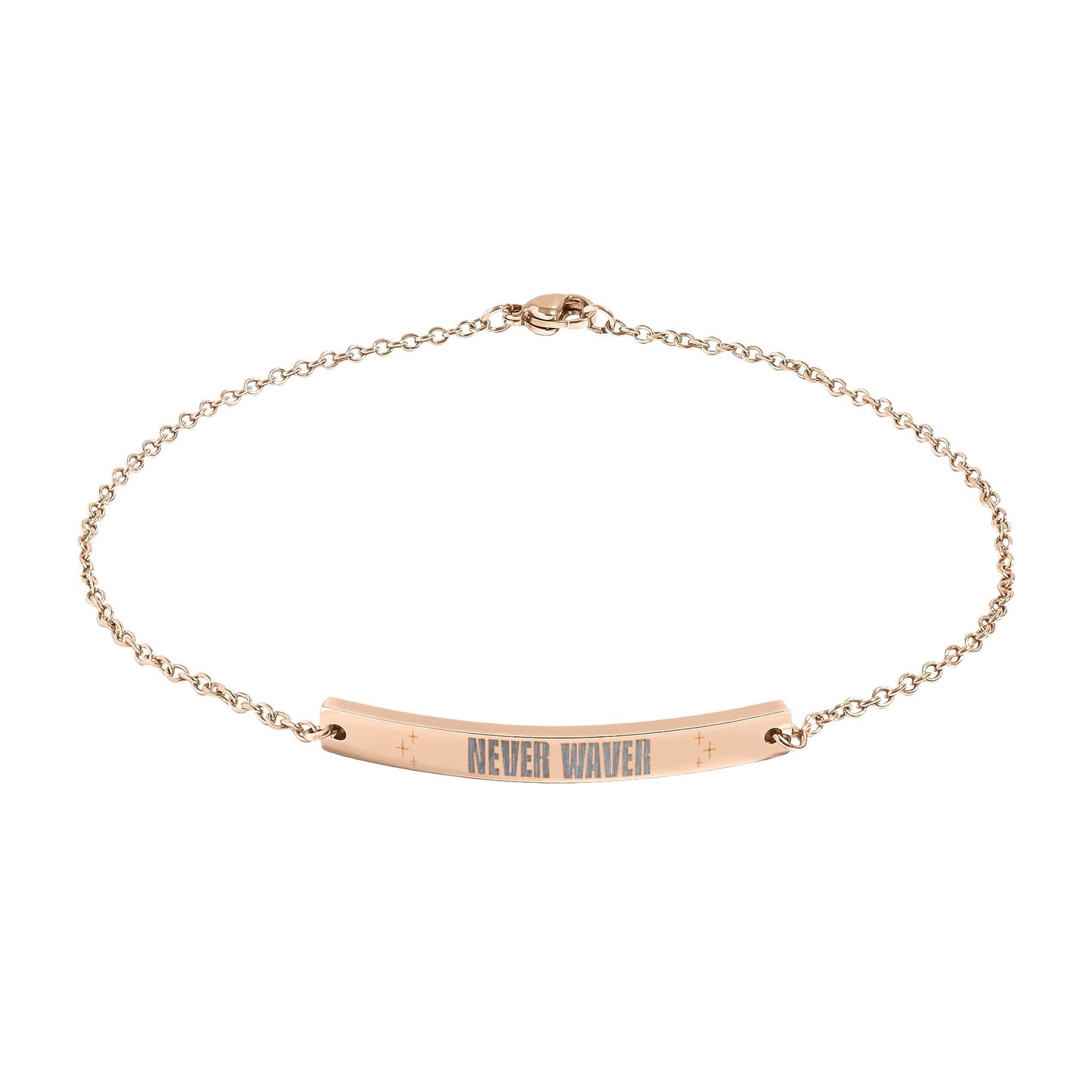 Never Waver Engravable Curved Bar Anklet — Personalized Minimalist Chain Anklet