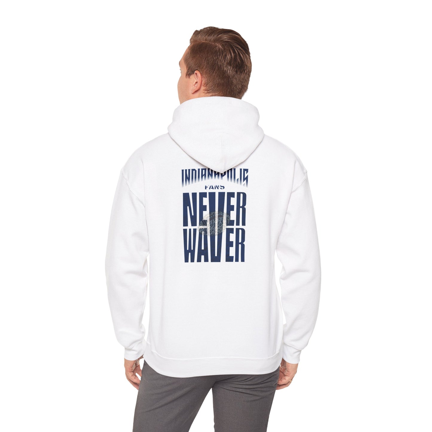 'Indianapolis Fans Never Waver' Hoodie - Inspirational Apparel for Everyday Comfort Unisex Heavy Blend™