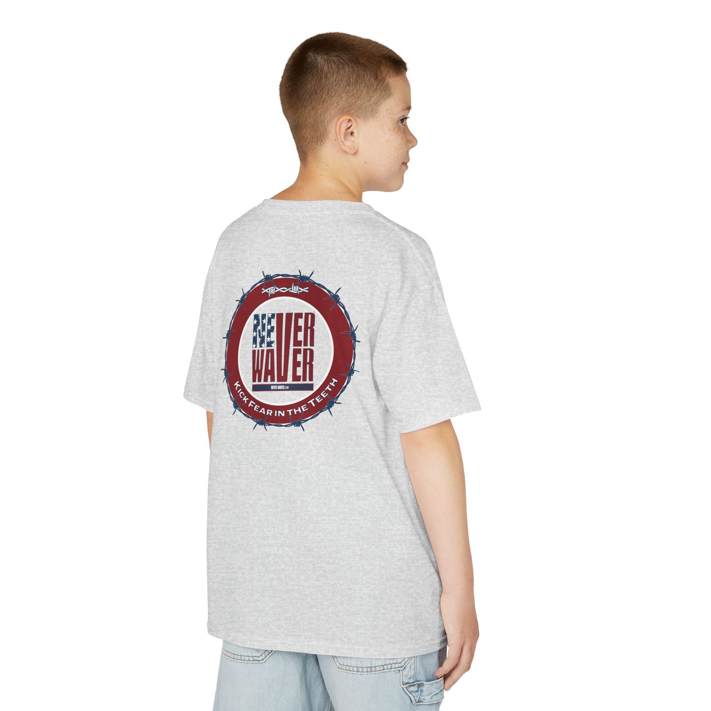 NEVER WAVER KICK FEAR IN THE TEETH Kids Heavy Cotton™ Tee