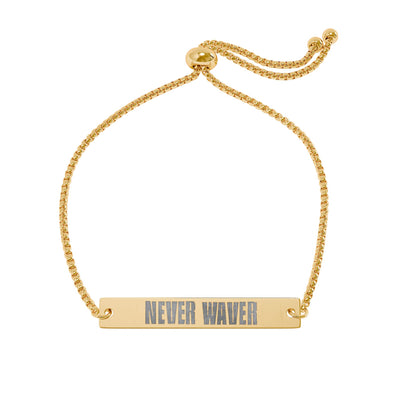 Never Waver Engravable Flat Bar Bracelet — Adjustable Personalized
