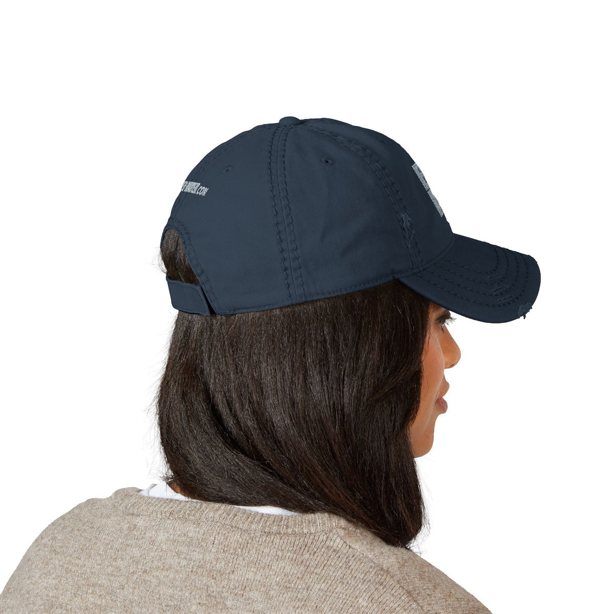 Distressed Dad Hat with 'Never Waver' Embroidery - Casual Style for Everyday Adventures by Printify