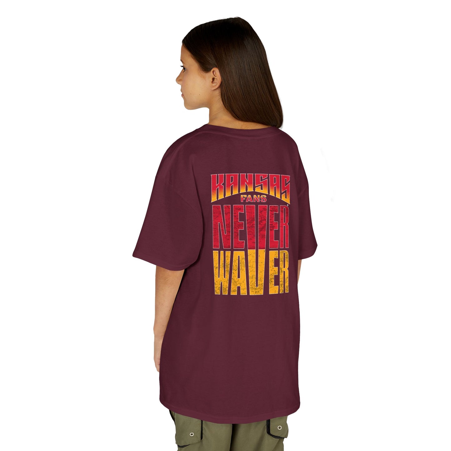Kansas Fans Never Waver Kids Heavy Cotton™ Tee