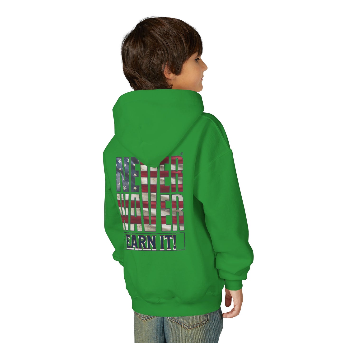 Never Waver® Earn It Youth Hoodie | Old-School Backbone