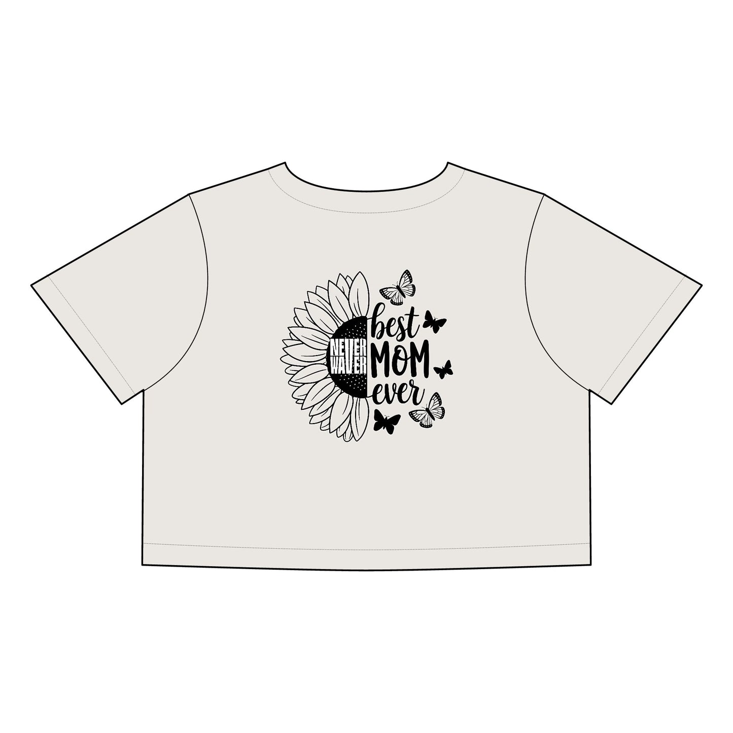 Women's Never Waver Best Mom Ever Faded Crop Tee | Cute Gift for Mother's Day
