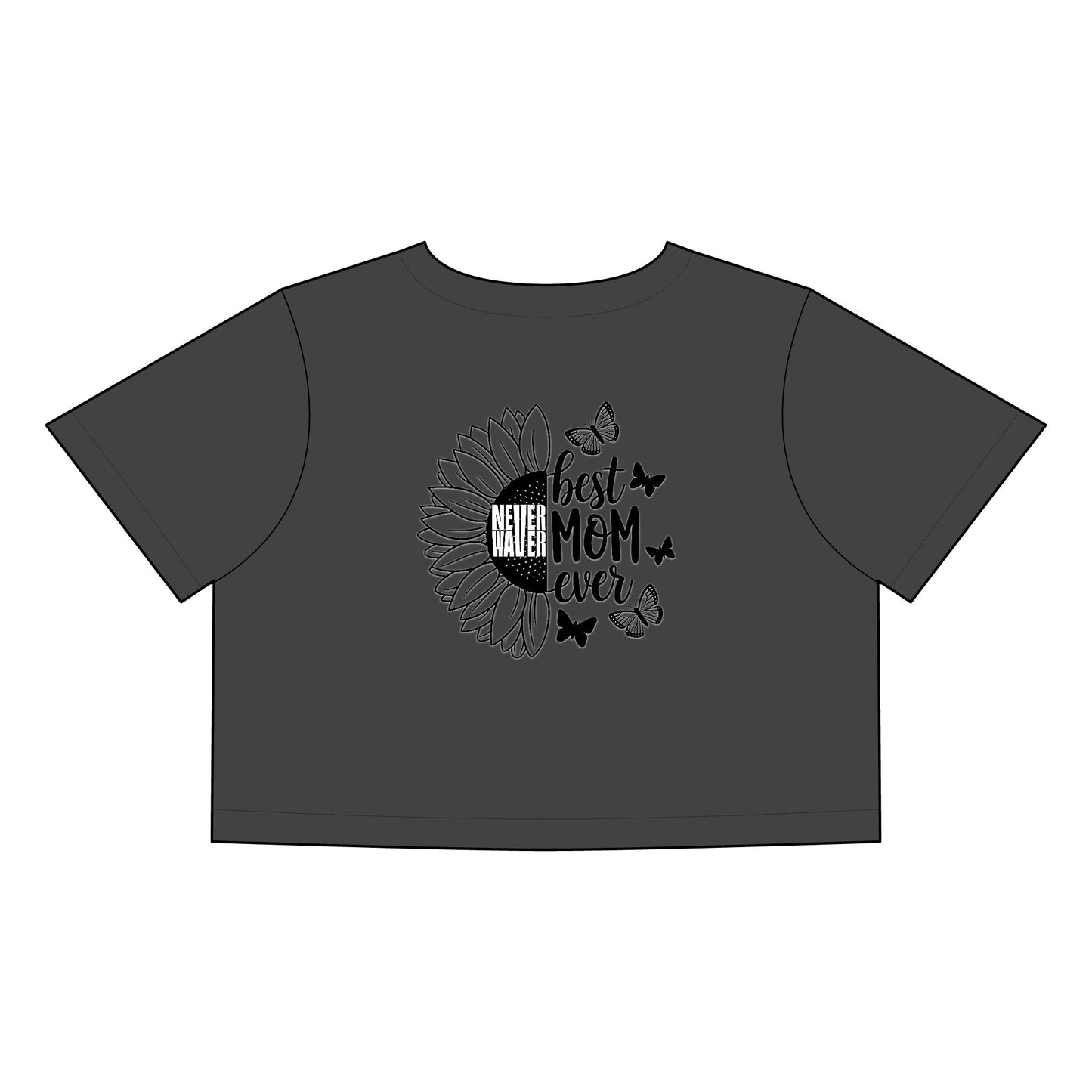 Women's Never Waver Best Mom Ever Faded Crop Tee | Cute Gift for Mother's Day