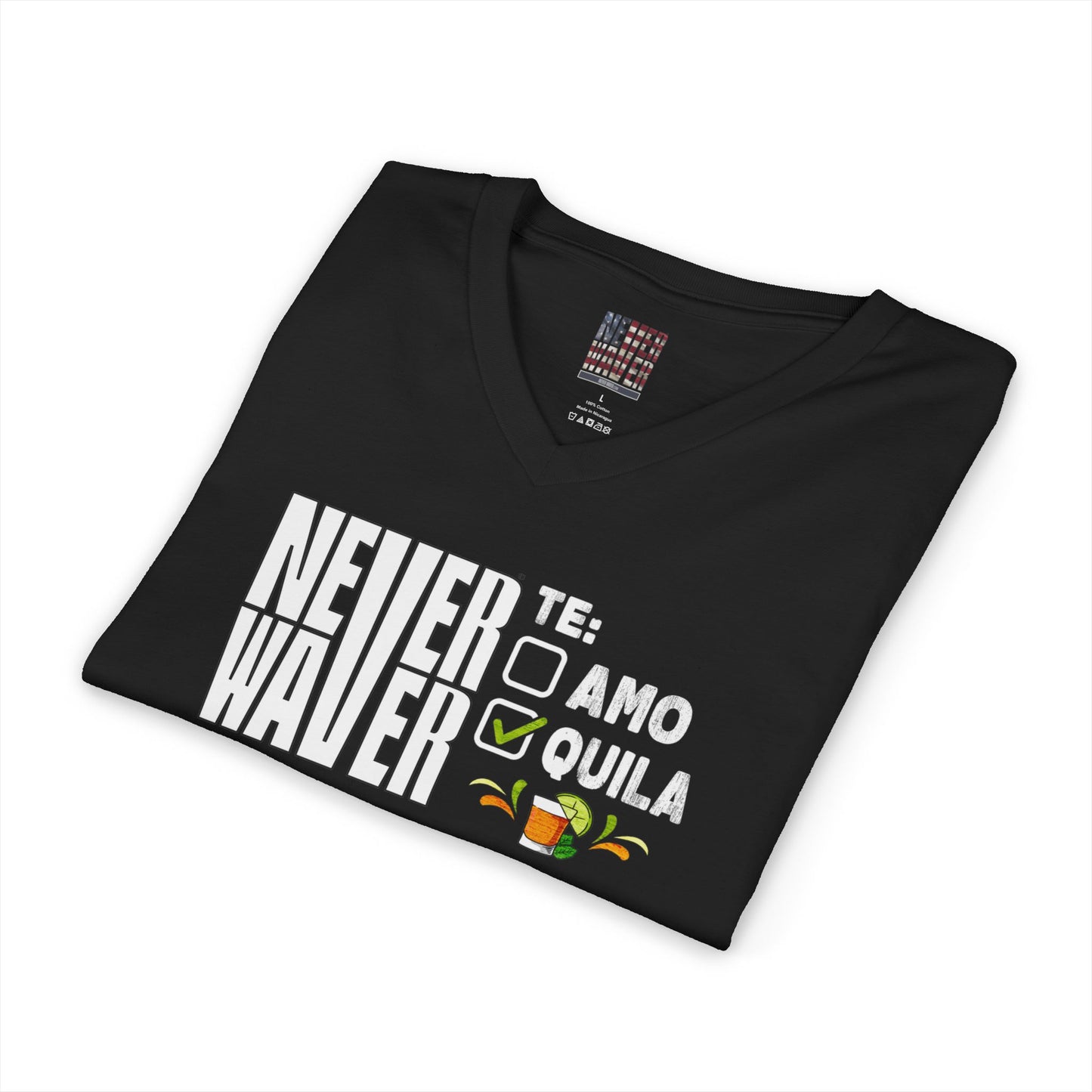 Never Waver TE: [] TEAMO [X} Tequila T-Shirt Unisex V-Neck Tee